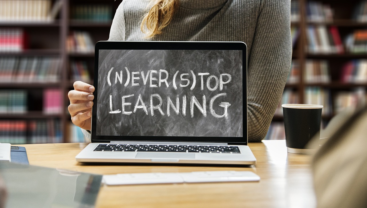 student learning online with a laptop